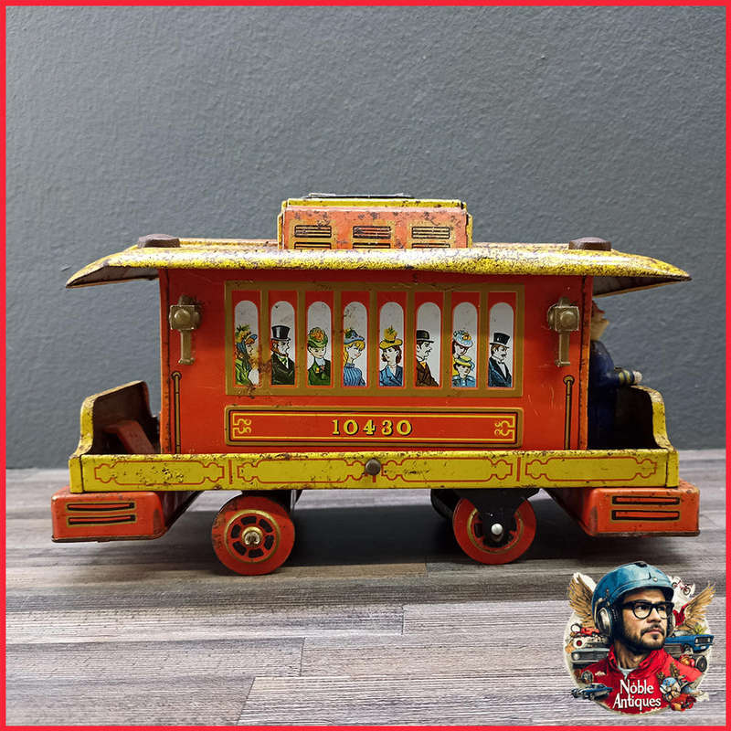 Large Vintage 1960s BROADWAY TROLLEY 10430 TIN TOY Trade Mark Modern Toys made in Japan