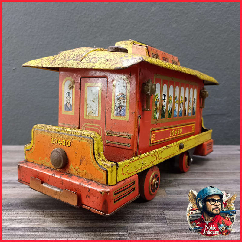 Large Vintage 1960s BROADWAY TROLLEY 10430 TIN TOY Trade Mark Modern Toys made in Japan