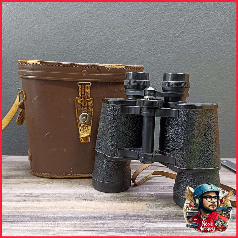Vintage Leather Cased 12 X 50 Binoculars Fantastic Condition