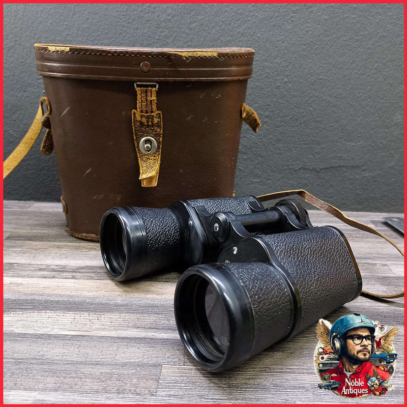 Vintage Leather Cased 12 X 50 Binoculars Fantastic Condition