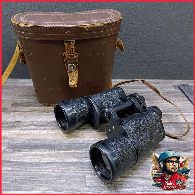 Vintage Leather Cased 12 X 50 Binoculars Fantastic Condition