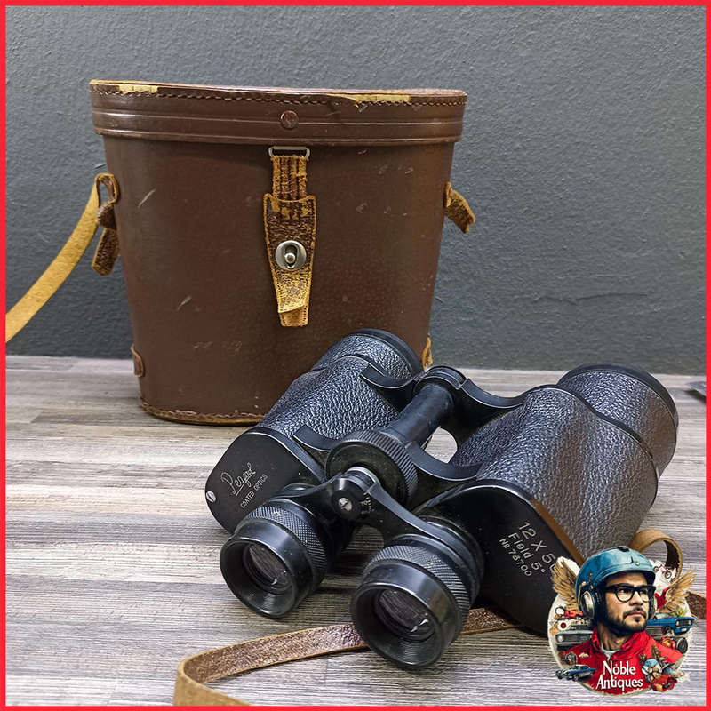 Vintage Leather Cased 12 X 50 Binoculars Fantastic Condition
