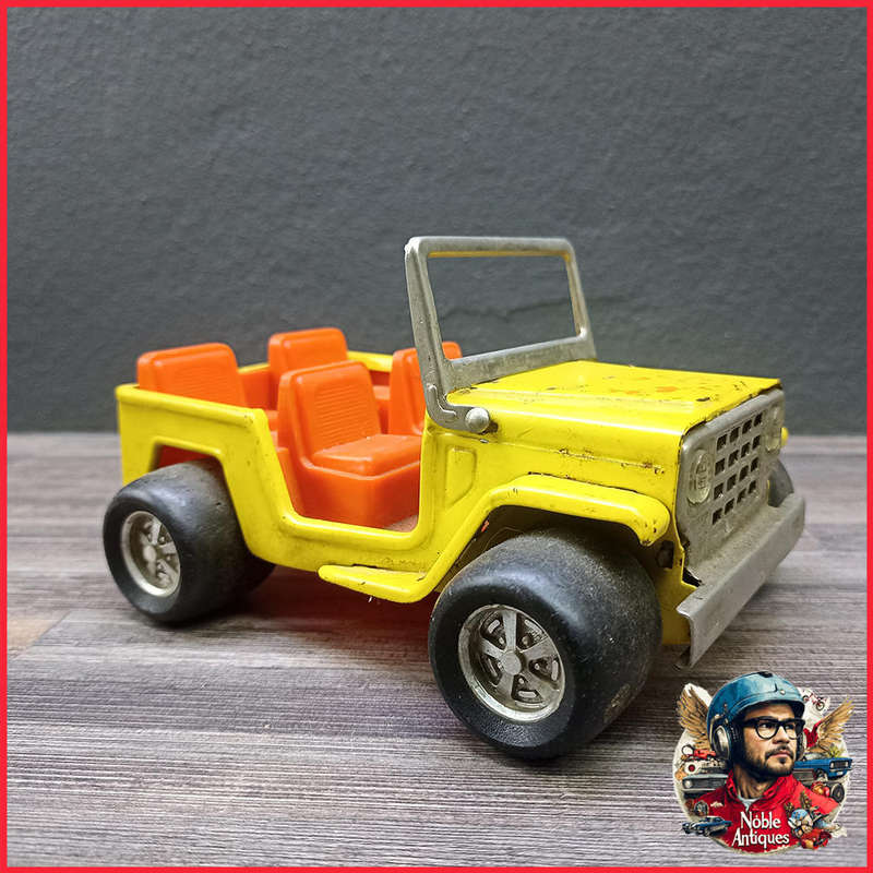 Vintage 1970s BUDDY L Yellow Jeep - Pressed Steel JAPAN