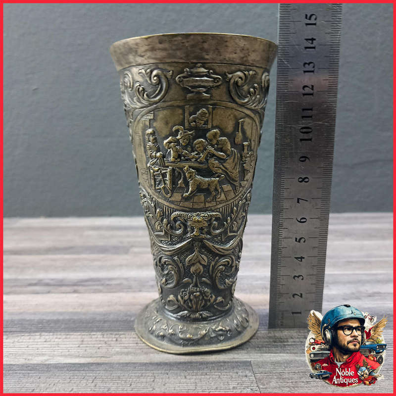 Highly Decorative Antique Zinnbecher, or pewter beaker
