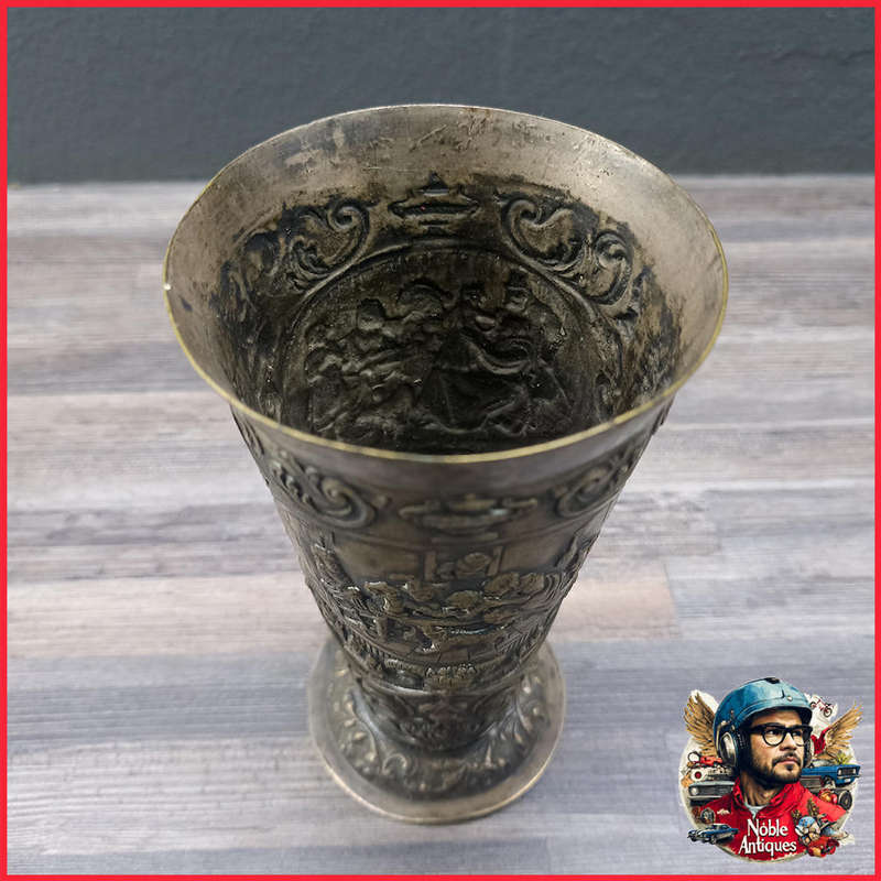 Highly Decorative Antique Zinnbecher, or pewter beaker