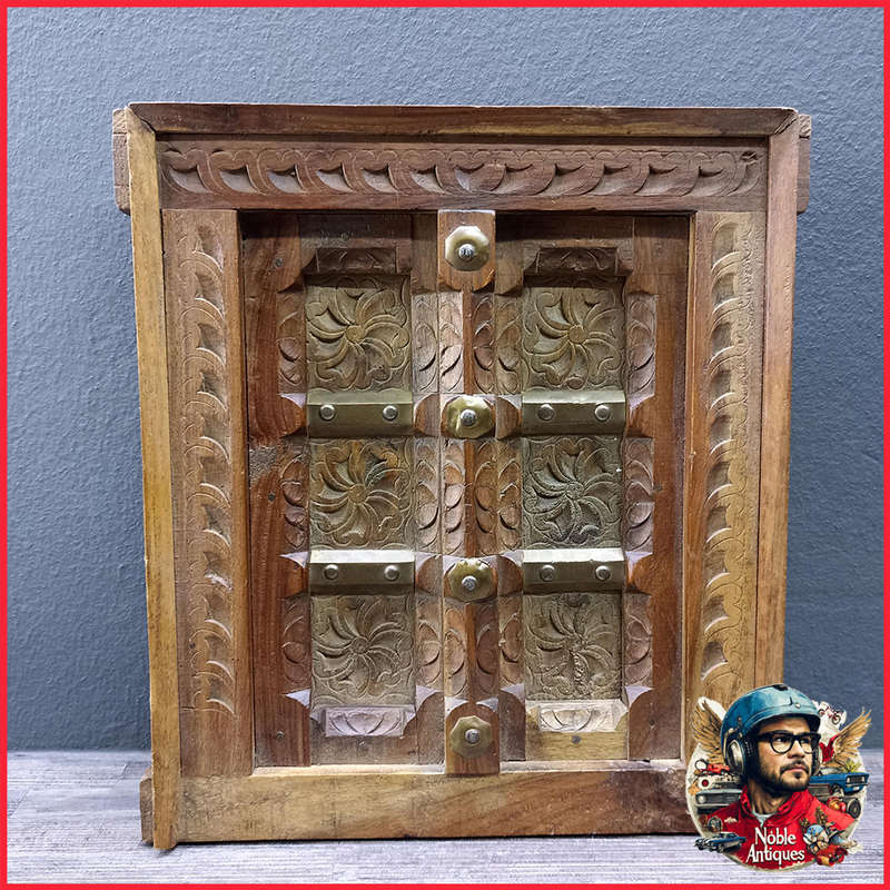 Hand Engraved Design Wooden Wall Panel Indian Rajasthani Style Jharokha