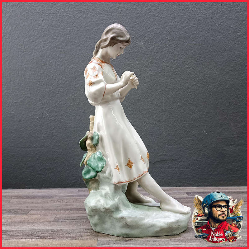 Girl Divination on Chamomile Soviet Porcelain Figurine 1970s