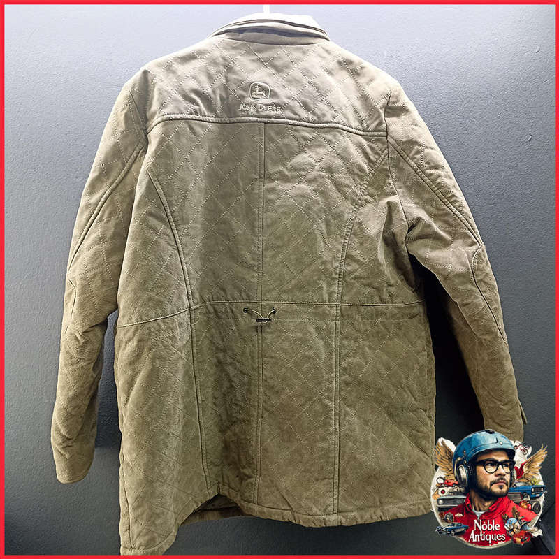 John Deere Ladies Leather Jacket - Dark Khaki Large