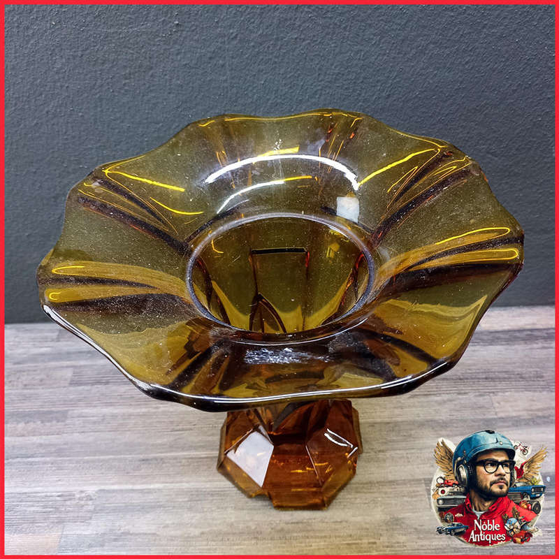 Vintage  1930s Art Deco amber glass vase  by Josef Inwald Denmark