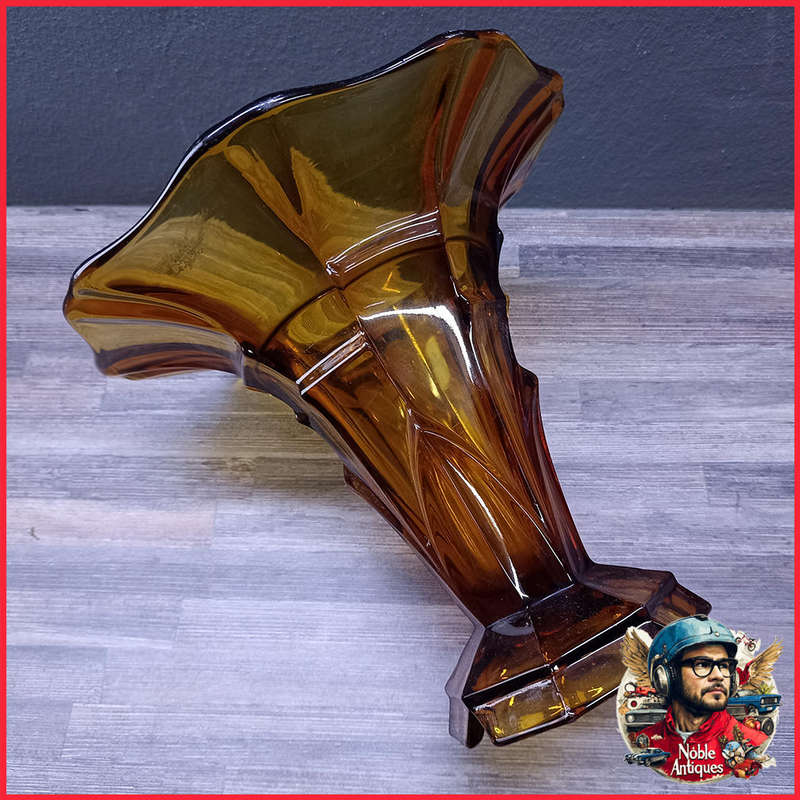 Vintage  1930s Art Deco amber glass vase  by Josef Inwald Denmark