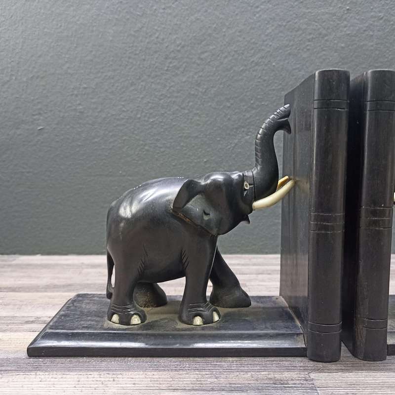 Vintage Pair of Ceylonese Elephant Bookends