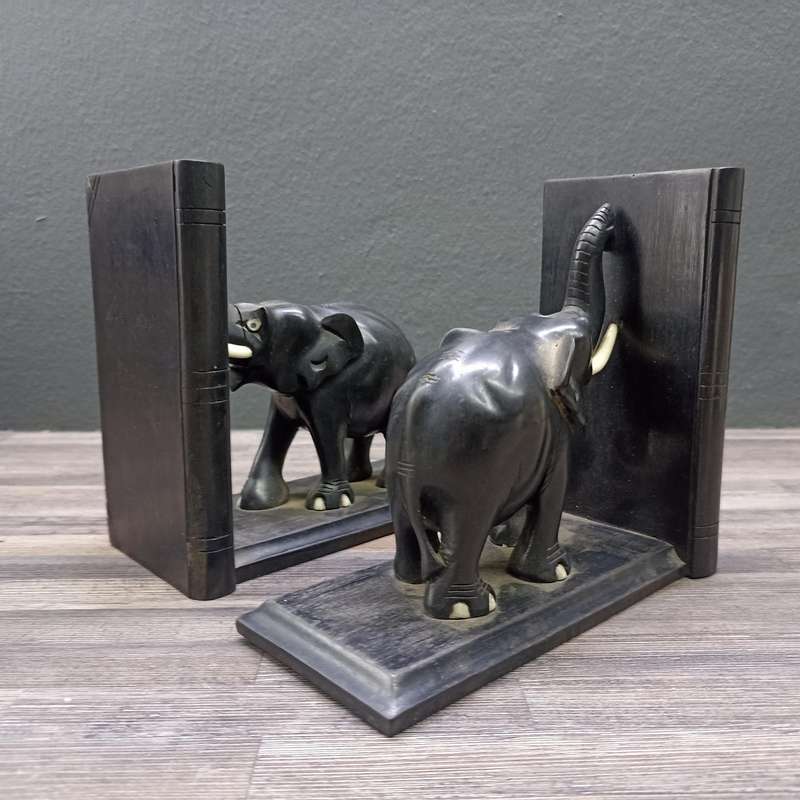 Vintage Pair of Ceylonese Elephant Bookends