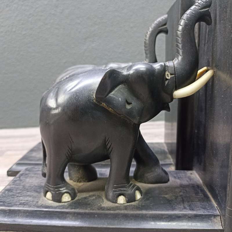 Vintage Pair of Ceylonese Elephant Bookends