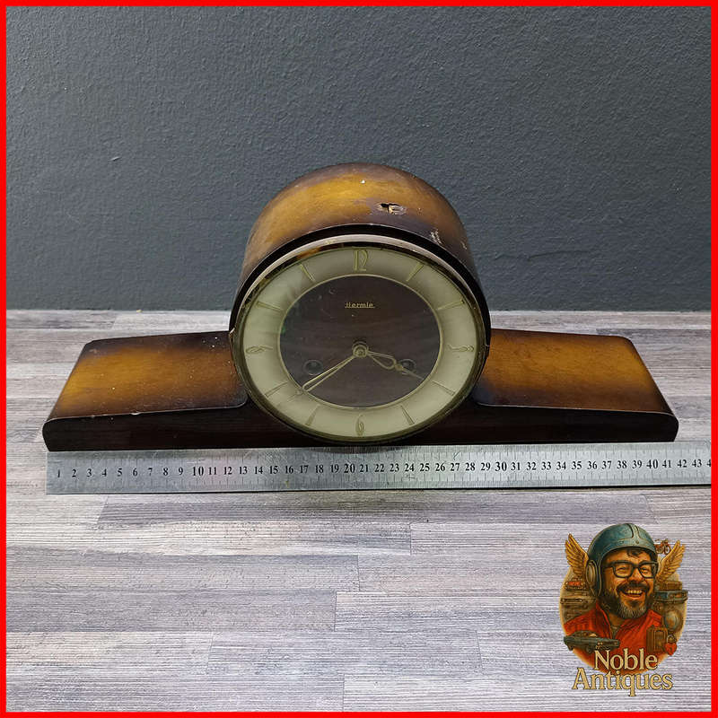 Vintage 60s German Hermle Mechanical Mantel Clock, No Key, Not Tested