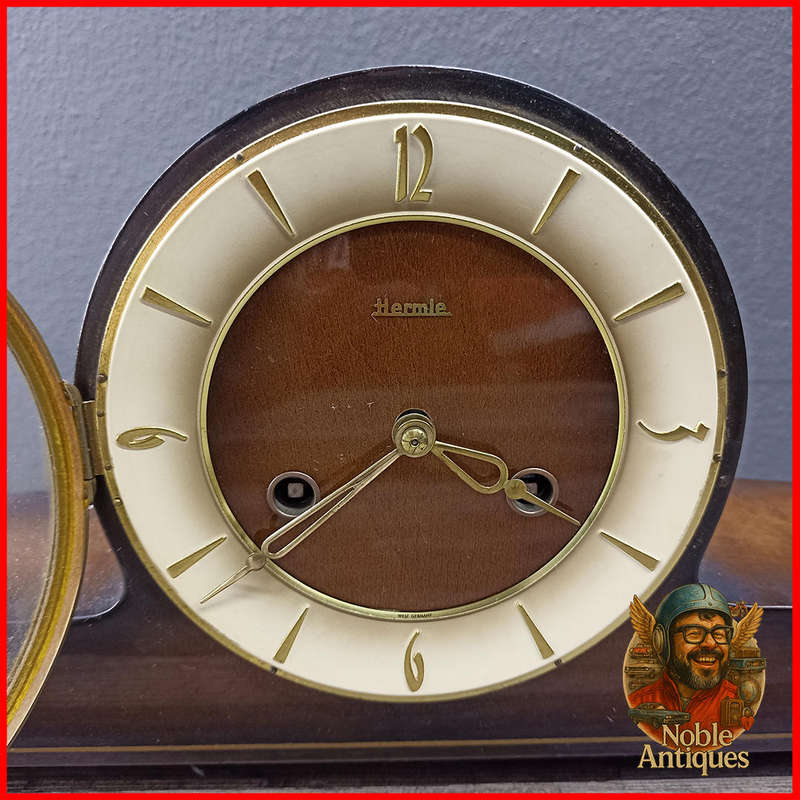 Vintage 60s German Hermle Mechanical Mantel Clock, No Key, Not Tested