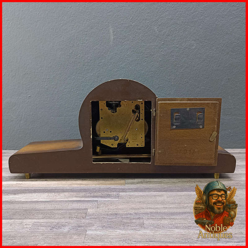 Vintage 60s German Hermle Mechanical Mantel Clock, No Key, Not Tested