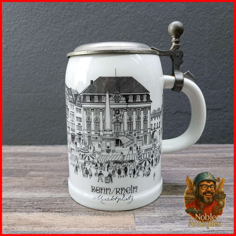 Vintage German Marktplatz in Bonn/Rhein Beer Stein