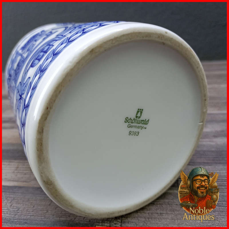 Vintage German Blue and White Bavarian coat of arms Beer Stein