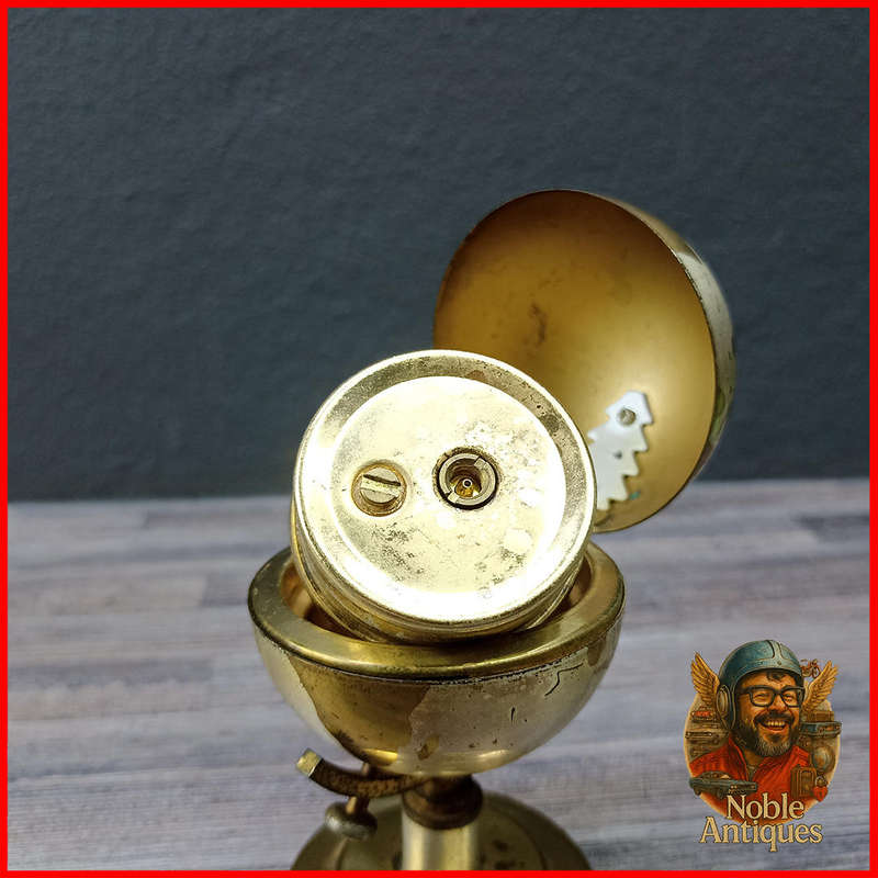 Vintage Brass World Globe Table Lighter