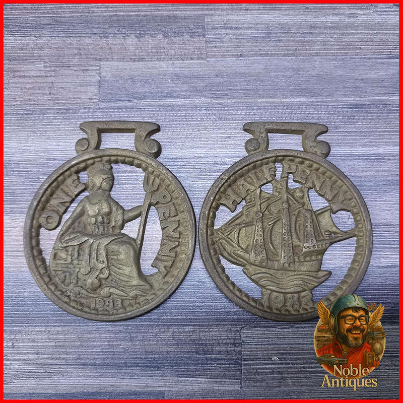Vintage Horse Brass One Penny Britannia 1983