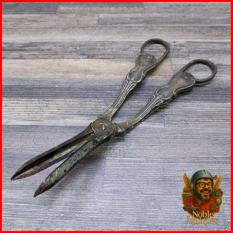 Antique Victorian Ornate Grape Cutting Shears Scissors See Hallmarks