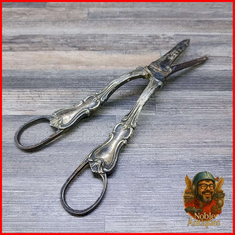 Antique Victorian Ornate Grape Cutting Shears Scissors See Hallmarks