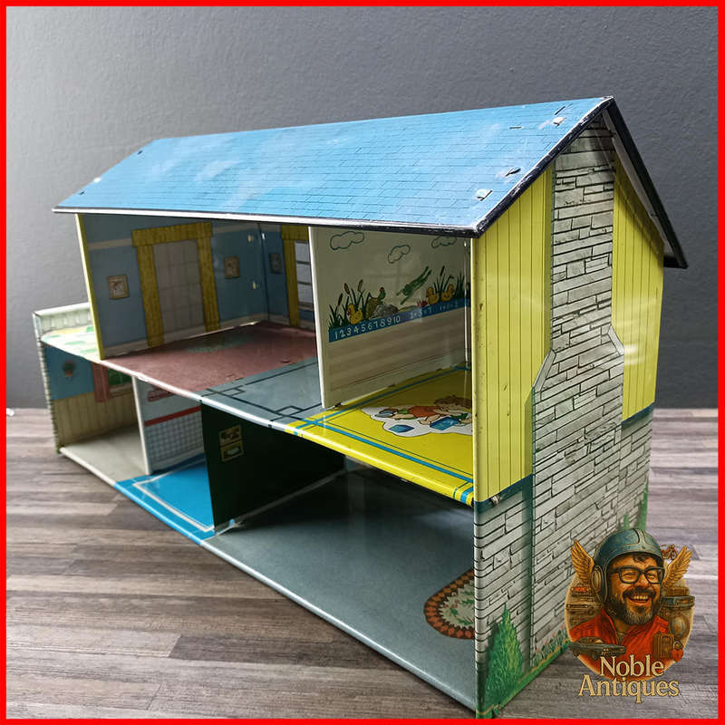 LARGE 1950's Vintage Marx Toys Tin Litho Dollhouse