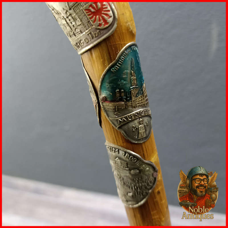 Vintage German Walking Stick or Memory stick, likely 19th or early 20th century (K1)