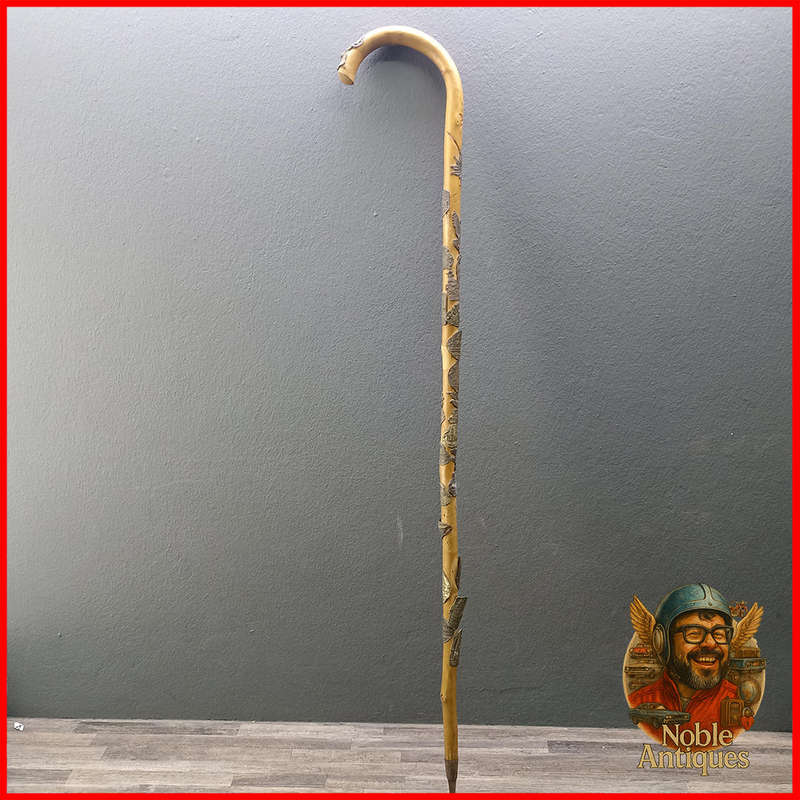 Vintage German Walking Stick or Memory stick, likely 19th or early 20th century (K2)