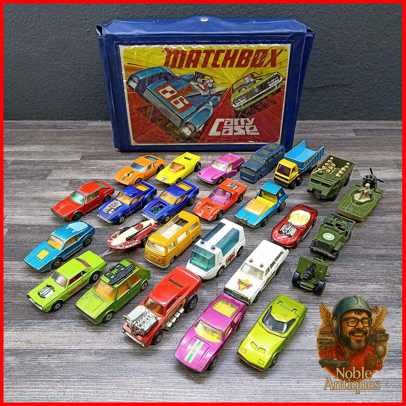 Vintage 1970s Matchbox Superfast die-cast cars and a Matchbox Carry Case Collection