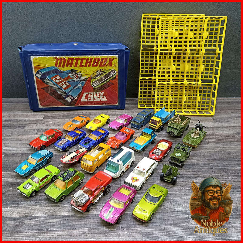 Vintage 1970s Matchbox Superfast die-cast cars and a Matchbox Carry Case Collection
