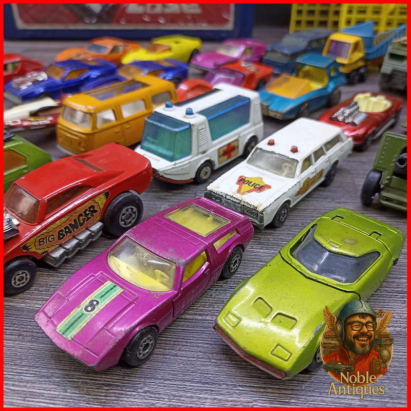 Vintage 1970s Matchbox Superfast die-cast cars and a Matchbox Carry Case Collection