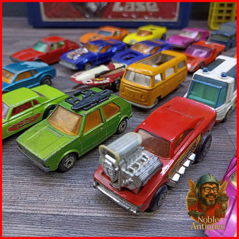 Vintage 1970s Matchbox Superfast die-cast cars and a Matchbox Carry Case Collection