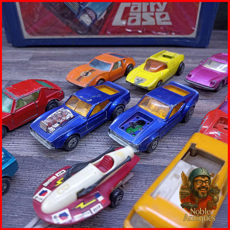 Vintage 1970s Matchbox Superfast die-cast cars and a Matchbox Carry Case Collection