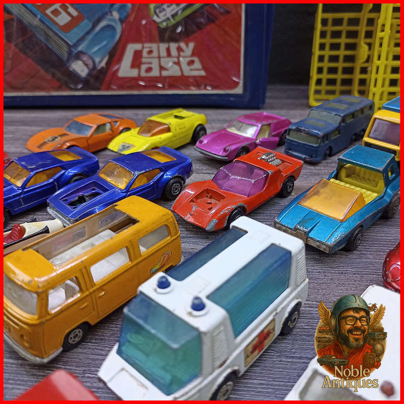 Vintage 1970s Matchbox Superfast die-cast cars and a Matchbox Carry Case Collection