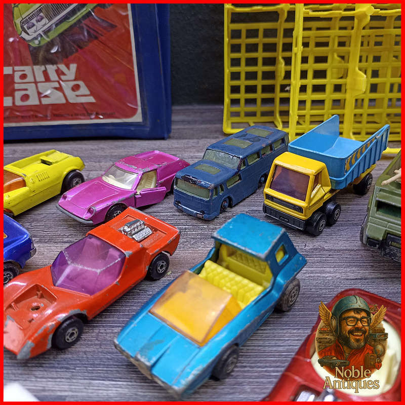 Vintage 1970s Matchbox Superfast die-cast cars and a Matchbox Carry Case Collection