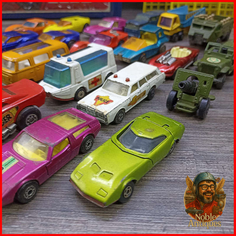 Vintage 1970s Matchbox Superfast die-cast cars and a Matchbox Carry Case Collection