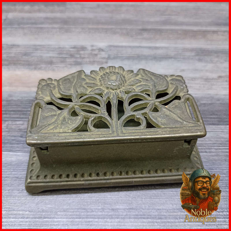 Vintage 1920's Art Nouveau Brass stamp box