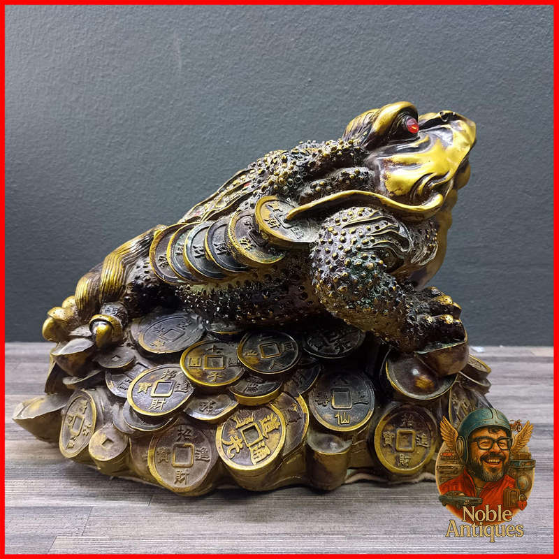 MASSIVE Chinese Three Legged Golden Applied Bronze Money Toad 5kg