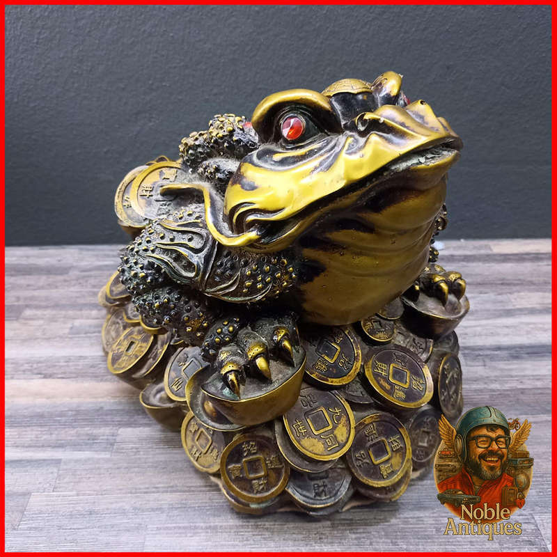 MASSIVE Chinese Three Legged Golden Applied Bronze Money Toad 5kg