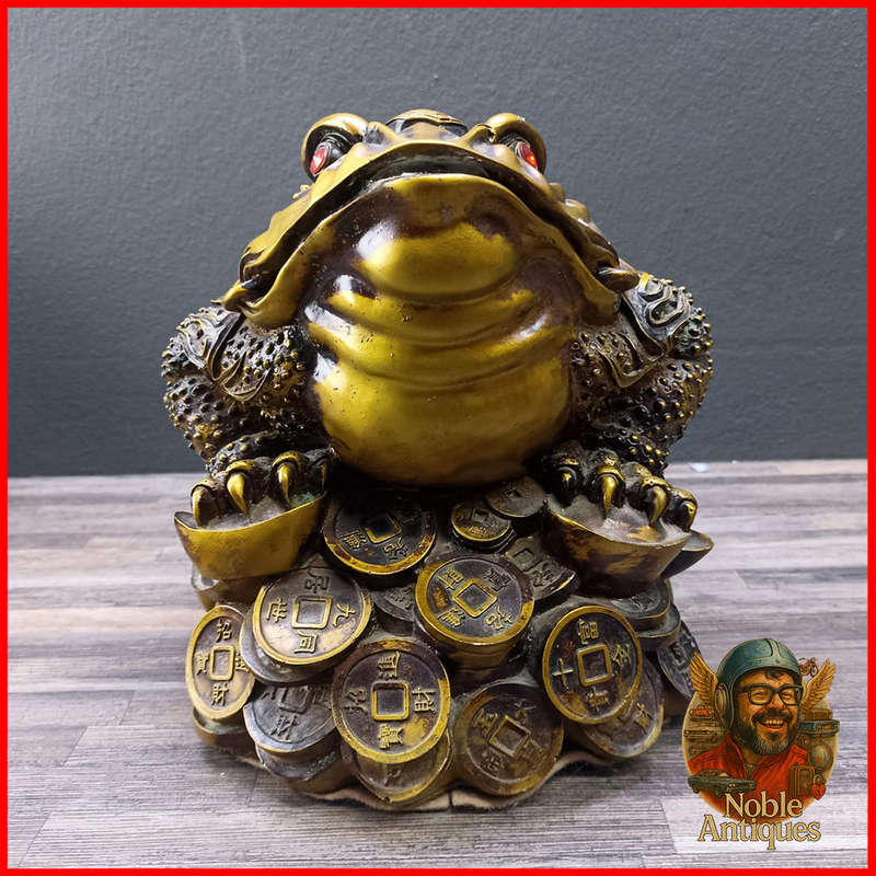 MASSIVE Chinese Three Legged Golden Applied Bronze Money Toad 5kg