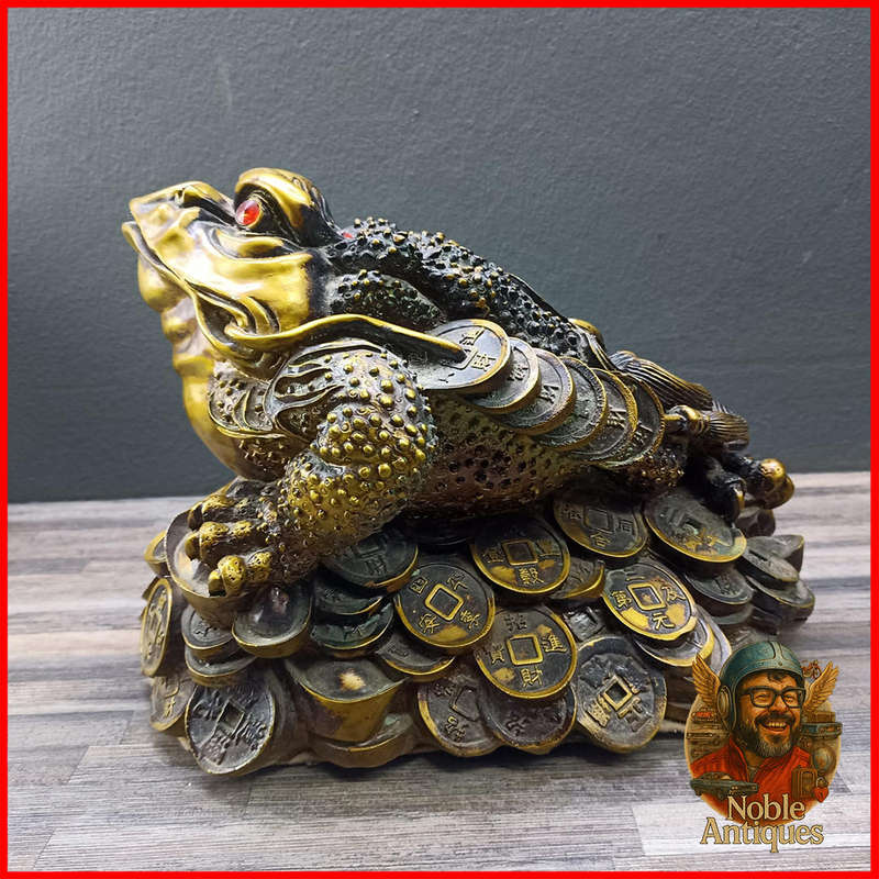 MASSIVE Chinese Three Legged Golden Applied Bronze Money Toad 5kg