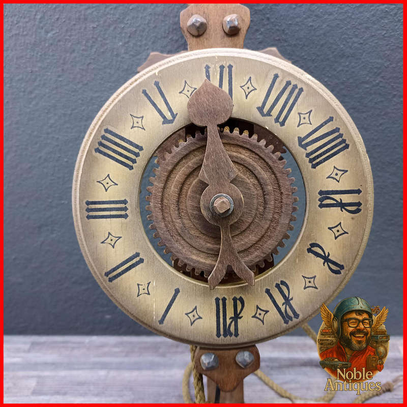 Antique  Wooden Gear Clock, Germany, Medieval, Weighted Not Tested
