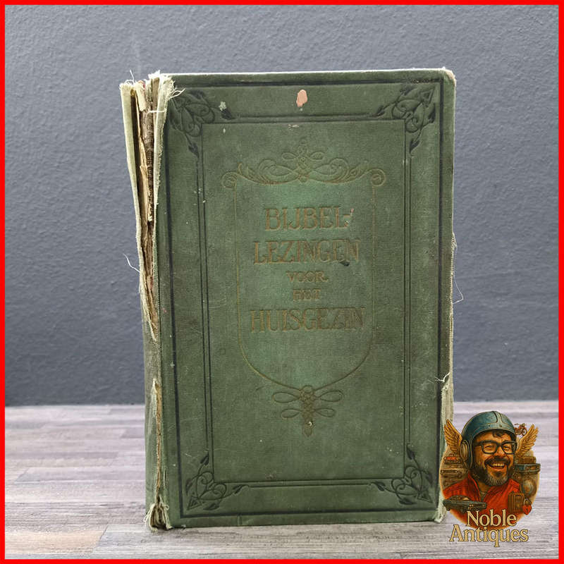 Antique Green Cloth Dutch Bible