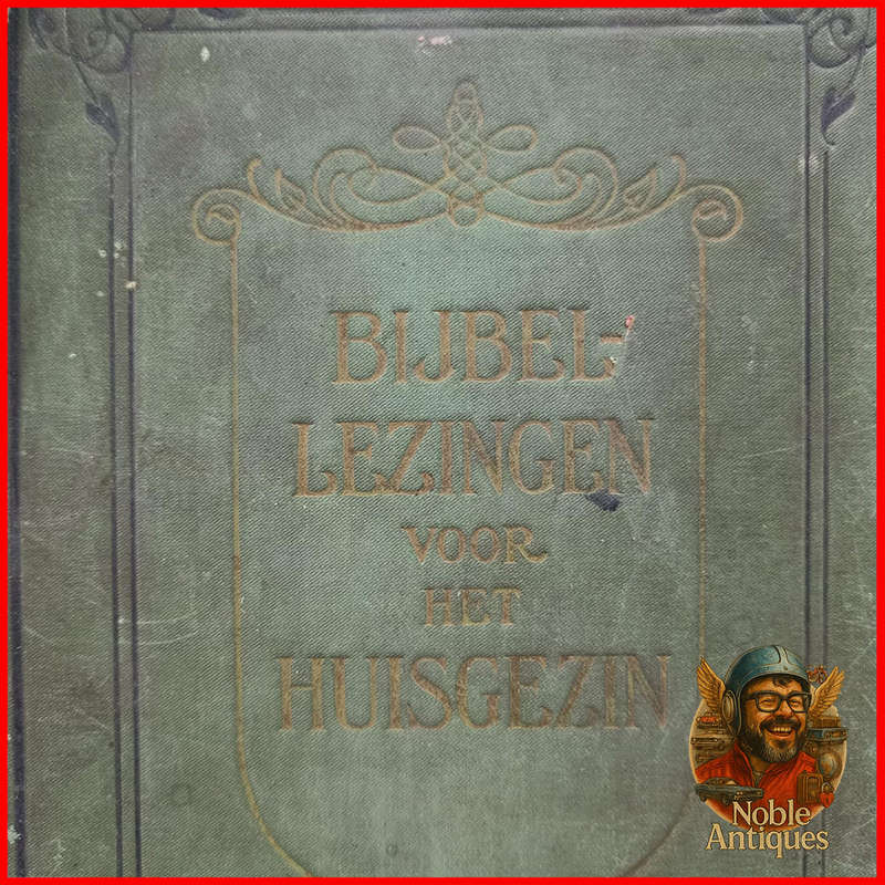Antique Green Cloth Dutch Bible