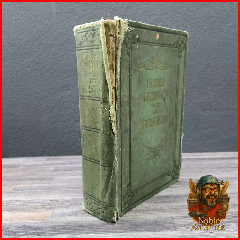 Antique Green Cloth Dutch Bible