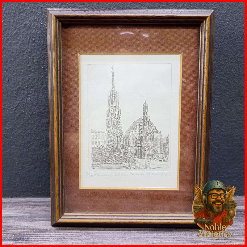 Numbered and Signed Etching Nürnberg, Schöner Brunnew 27/200