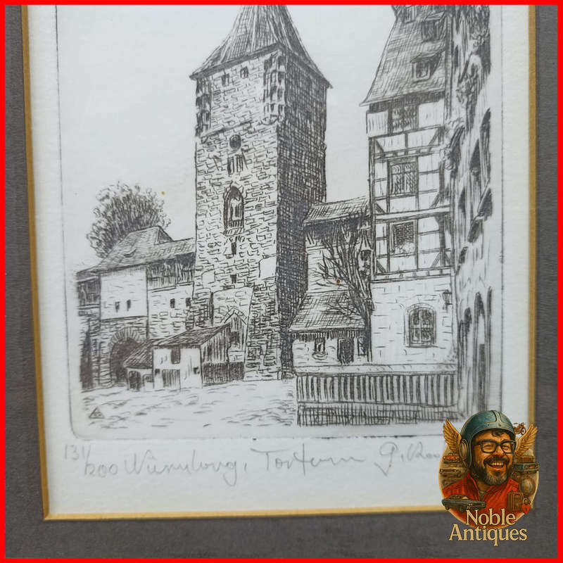 Numbered and Signed Etching Nürnberg Torturm 131/200