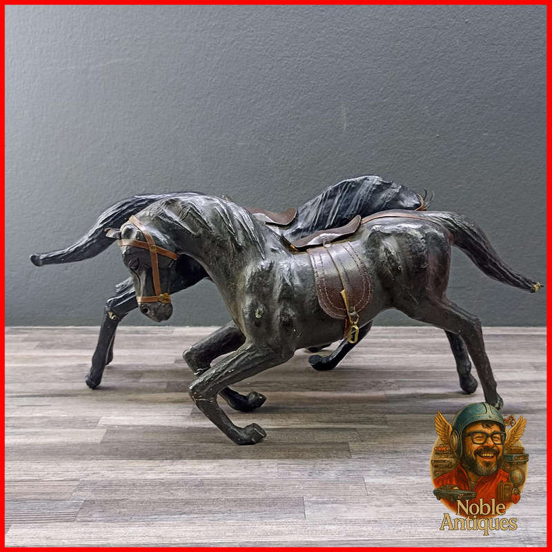 Vintage Manner of Liberty leather rearing horses from the early 20th century