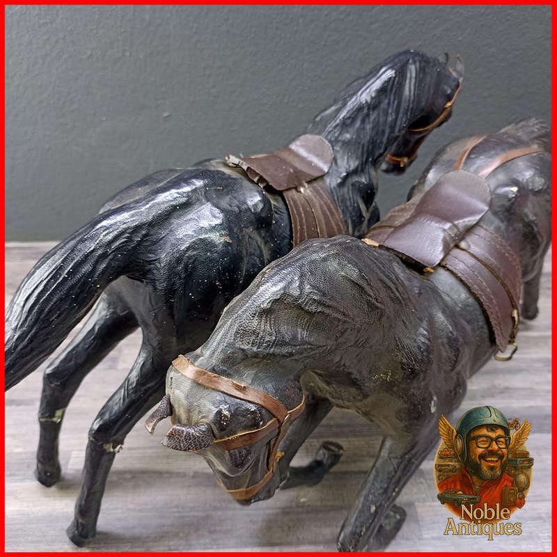 Vintage Manner of Liberty leather rearing horses from the early 20th century